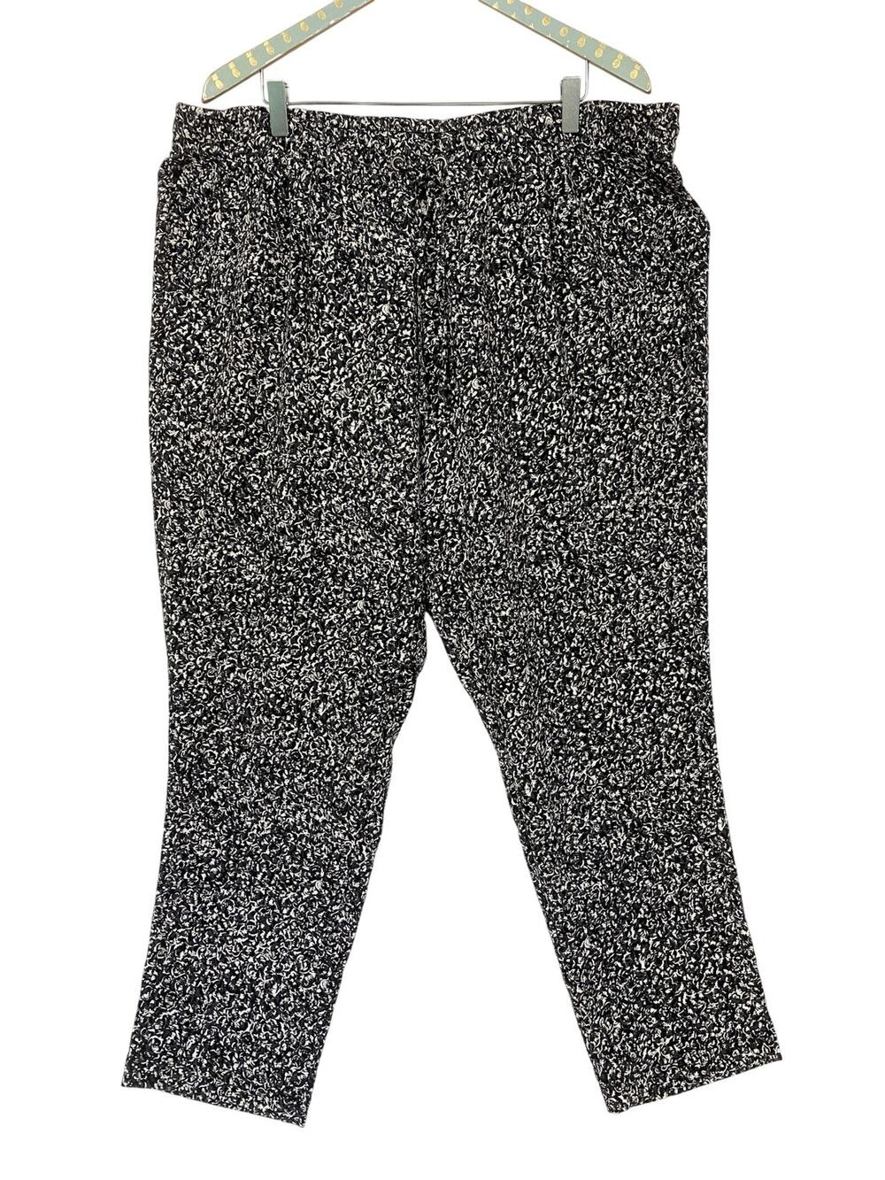 CJ Banks‎ Pants Womens 2X Black Floral Ankle Pull On Flowy Baggy Lightweight